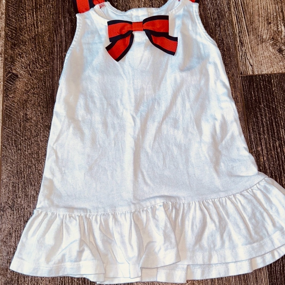 Girls Janie and jack White tank top  with Red and Black Bow size 8
